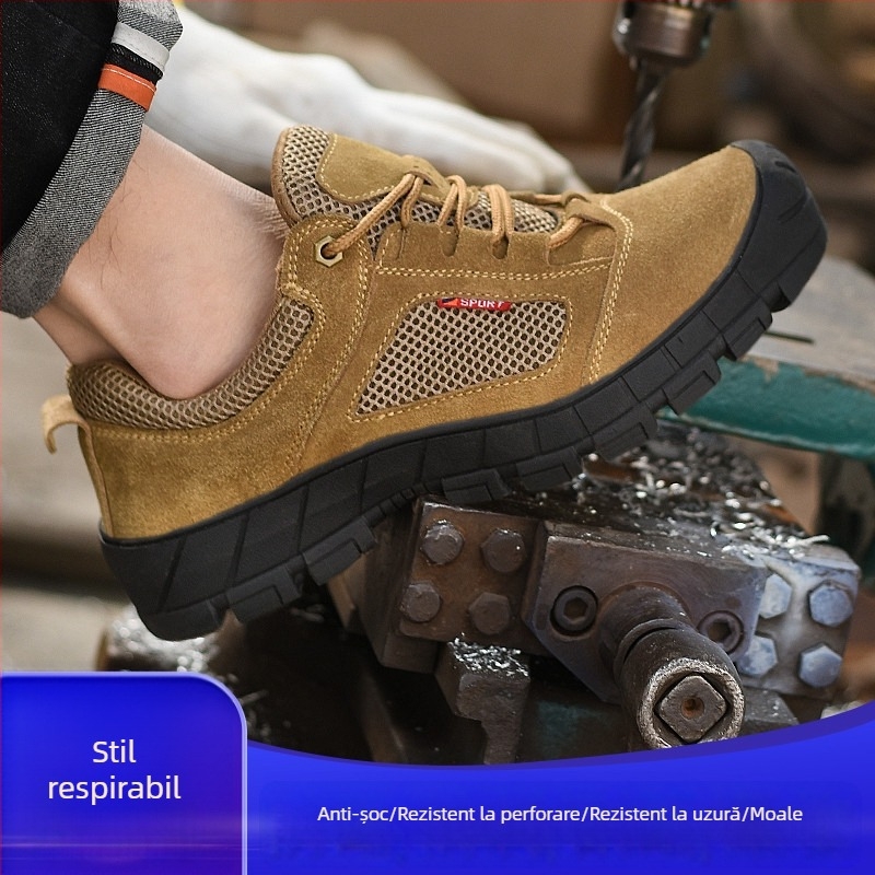 Pantofi de protecție pentru muncă, anti-odor, ușori și respirabili, vârf din oțel, protecție la impact și perforare, pentru sudură și șantier, antislip