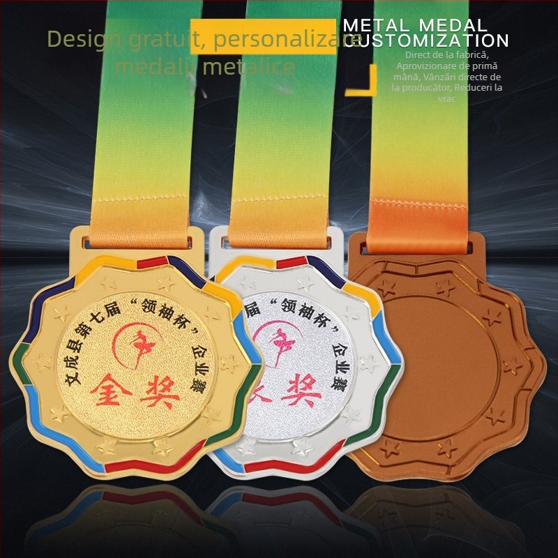 Medalii metalice pentru evenimente sportive, medalii de aur la maraton, medalii memoriale creative pentru școli și copii
