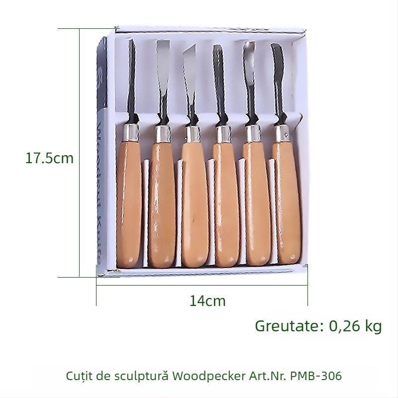 Cuțit de gravură Woodpecker A306/A308 – pentru sculptură în lemn, gips-carton, rădăcini și lemn masiv