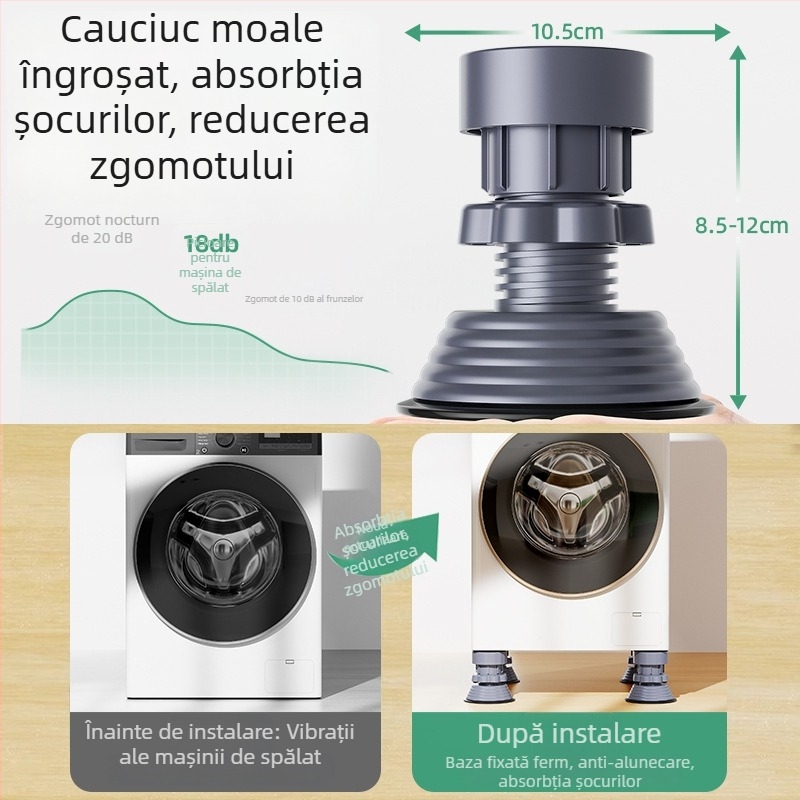 Suporturi pentru picioarele mașinii de spălat — antivibrație universale, antiderapante, cu creștere a înălțimii, rezistente la umiditate, pentru mașina de spălat și frigider, silențioase și stabile