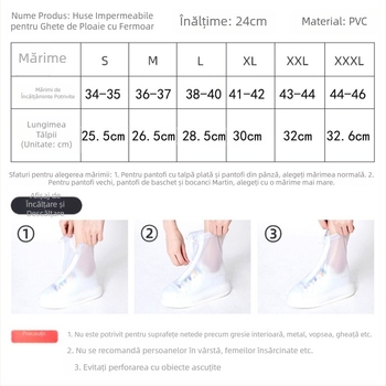 Capace impermeabile pentru încălțăminte din PVC, antiderapante, unisex, îngroșate, rezistente la uzură, cu fermoar