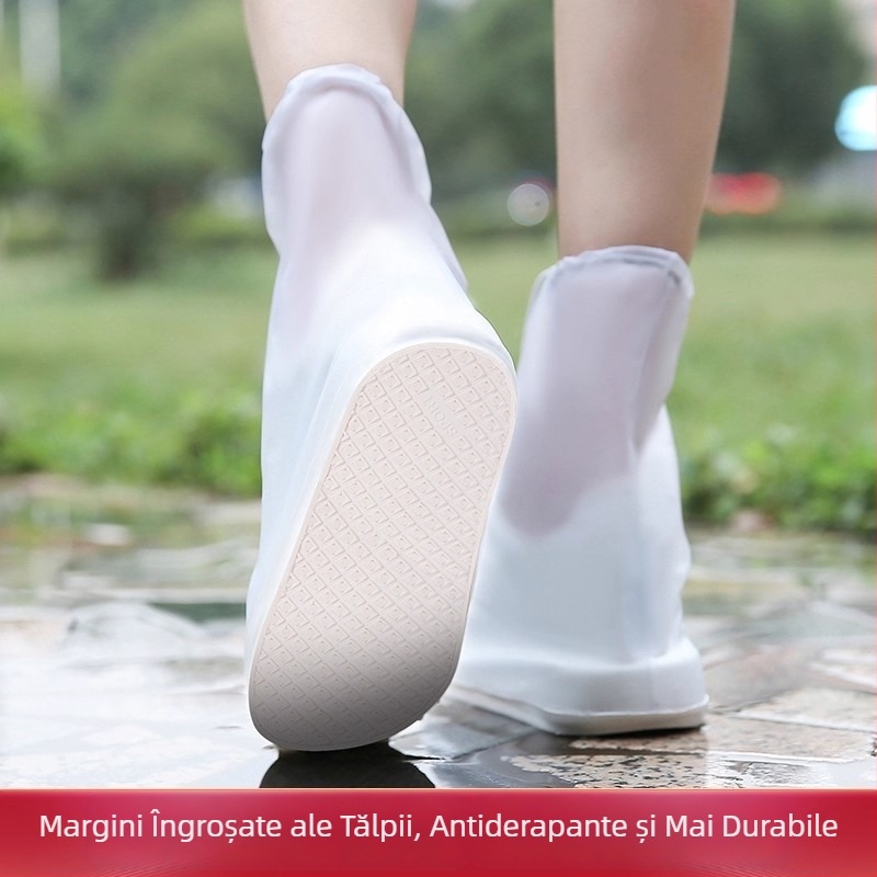 Capace impermeabile pentru încălțăminte din PVC, antiderapante, unisex, îngroșate, rezistente la uzură, cu fermoar