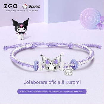 Brățară din argint sterling Zhenggang x Sanrio Kuromi pentru femei, noul model 2024, cadou elegant pentru ziua de naștere