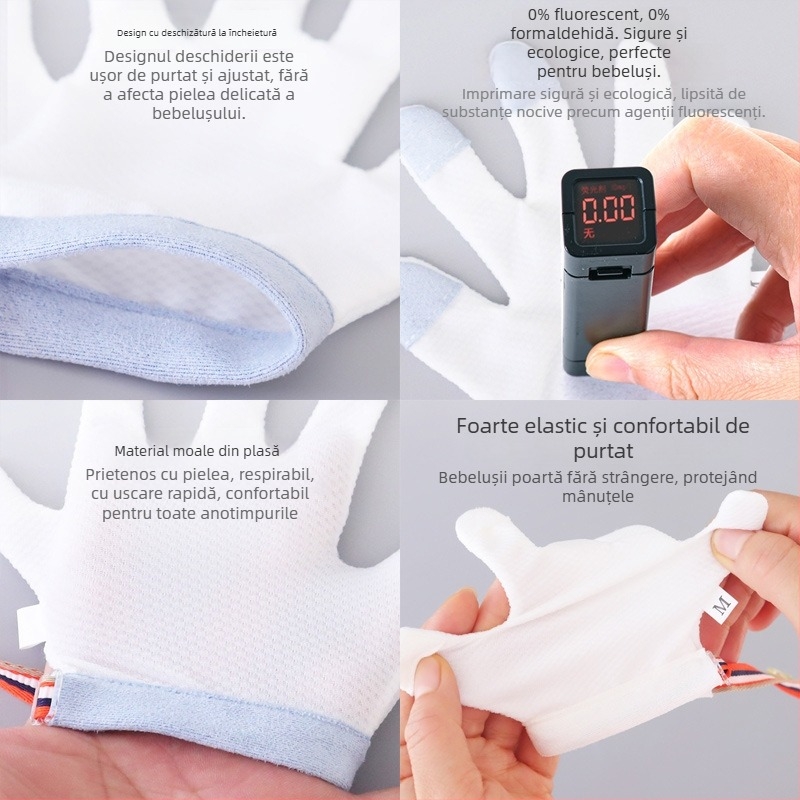Mănuși pentru bebeluși și copii, cu acoperire completă a celor cinci degete – prevenire suptul degetelor și rosul unghiilor, ortoză din nailon