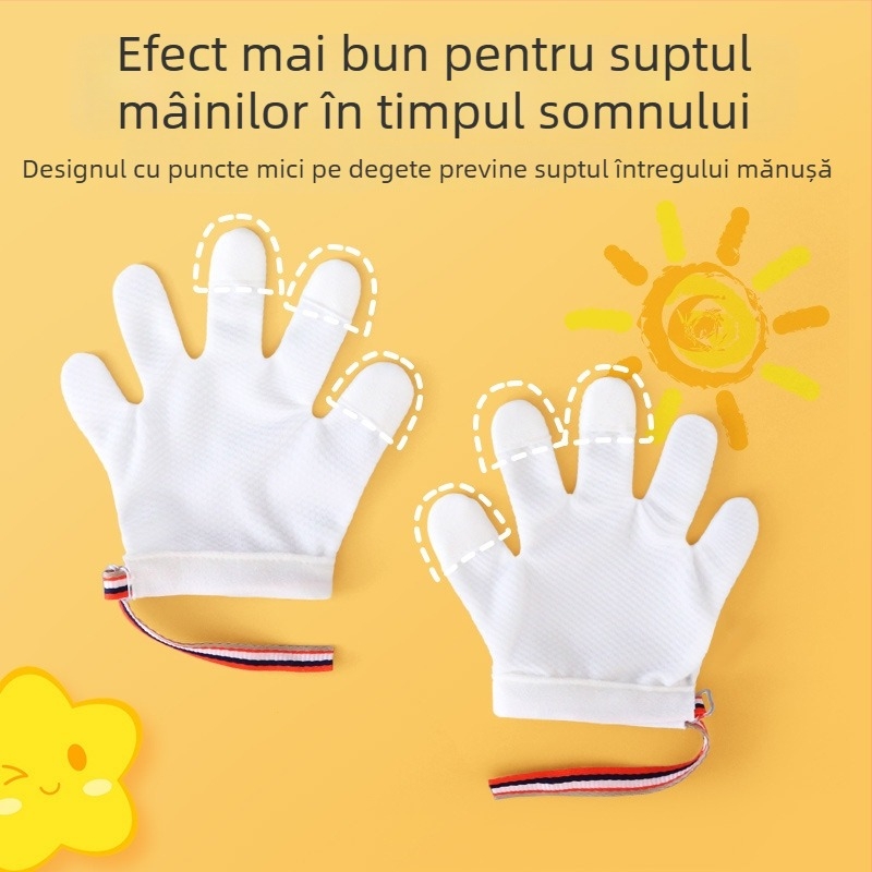 Mănuși pentru bebeluși și copii, cu acoperire completă a celor cinci degete – prevenire suptul degetelor și rosul unghiilor, ortoză din nailon