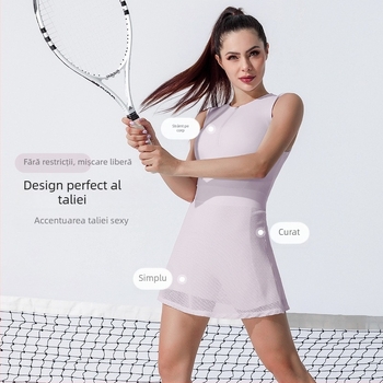 Set de vară ușor pentru tenis, cu fustă și body, talie înaltă pentru subțiere în alergare și fitness