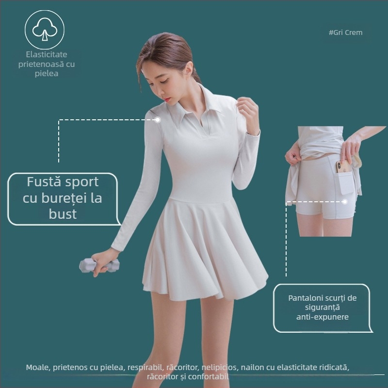 Rochie sport pentru femei și set polo de fustă pentru badminton, tenis și golf, model 2025