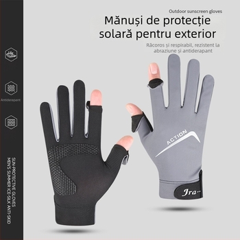 Ice Silk mănuși cu protecție solară pentru bărbați – fără degete, pentru șofat, antislip, ecran tactil, capac rabat, activități în aer liber, drumeții, pescuit