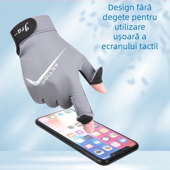 Ice Silk mănuși cu protecție solară pentru bărbați – fără degete, pentru șofat, antislip, ecran tactil, capac rabat, activități în aer liber, drumeții, pescuit
