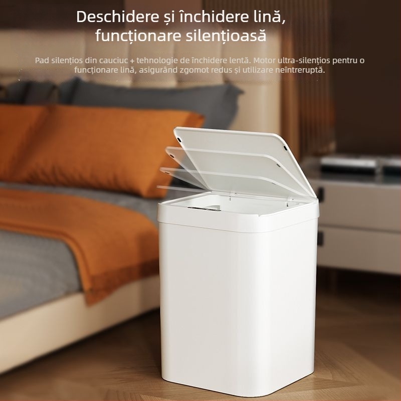 Coș de gunoi inteligent cu senzor și capac, complet automat, 4 L, pentru bucătărie, baie, dormitor, sufragerie, alimentat la priză