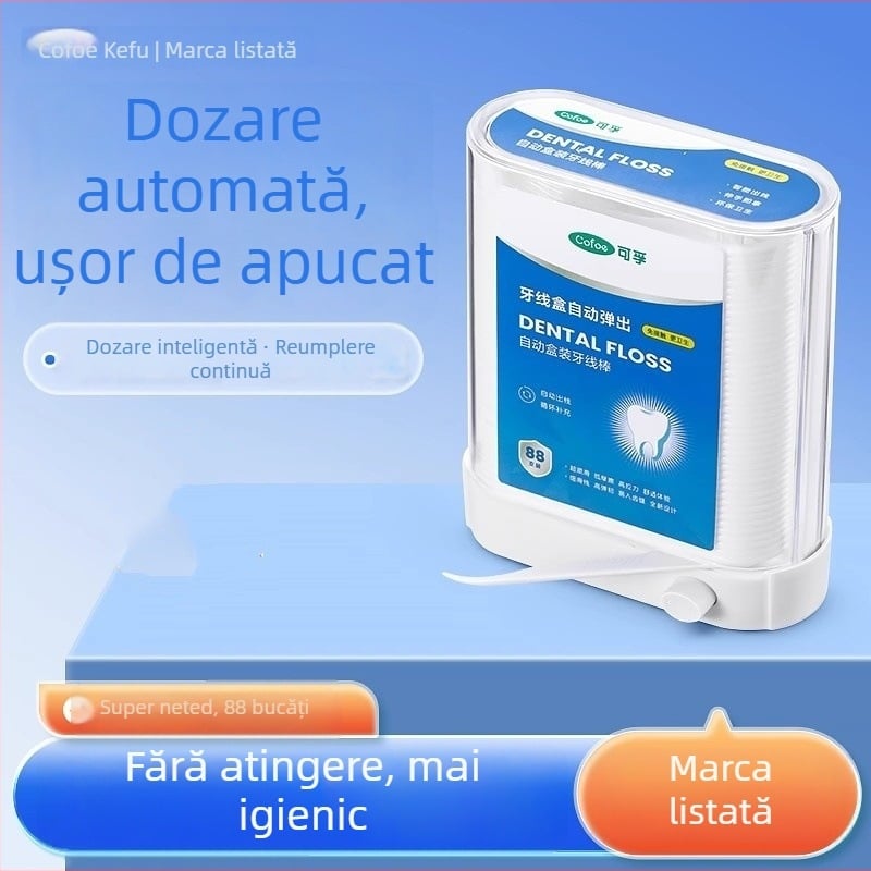 Kefu dozator automat de ață dentară, ultra-subțire, ambalaj familial, 88 bucăți