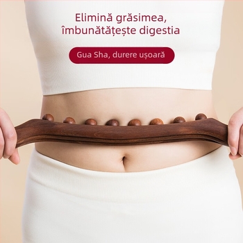 Baston de masaj din lemn pentru gua sha, deblocare a meridianelor, utilizare pentru întregul corp, masaj la gât și umeri.