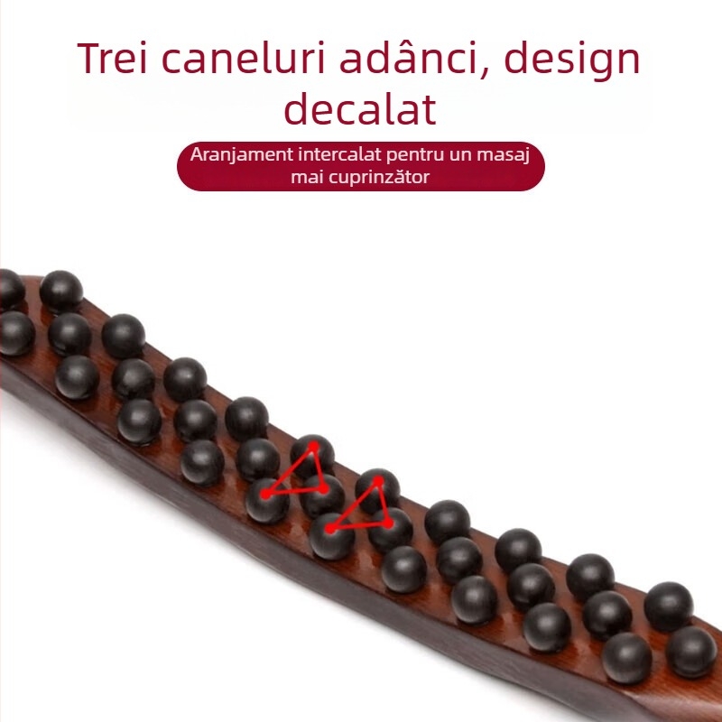 Baston de masaj din lemn pentru gua sha, deblocare a meridianelor, utilizare pentru întregul corp, masaj la gât și umeri.