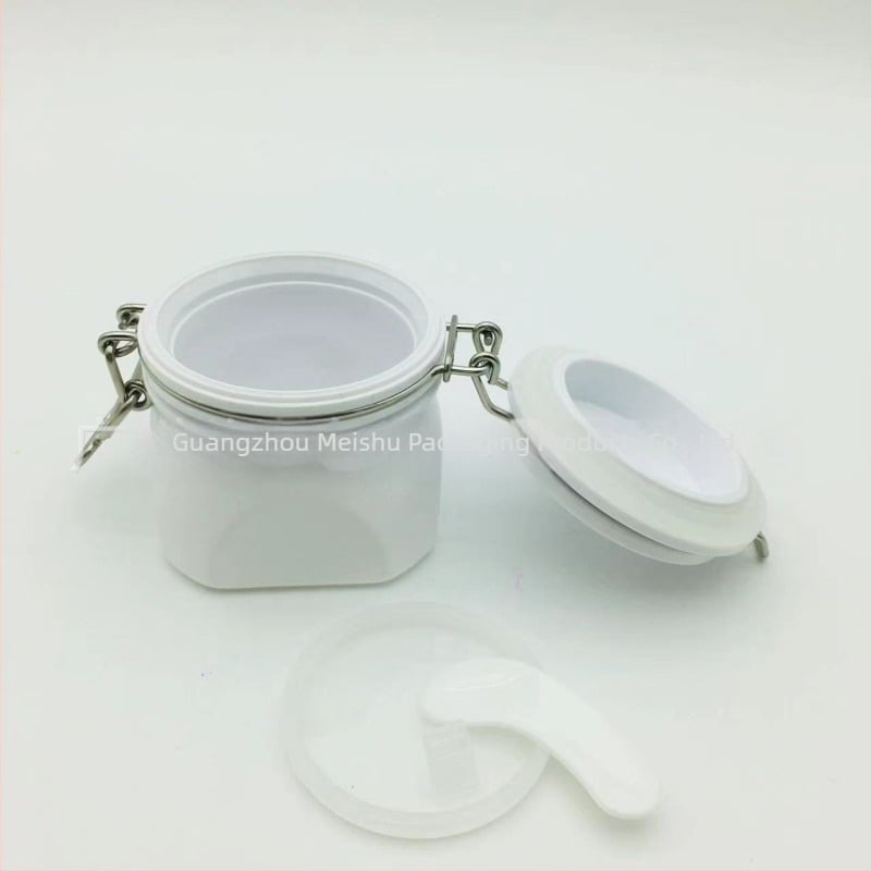 Recipient sigilat pentru mască facială, formă de evantai, 80 ml, PET transparent, mască cu nămol