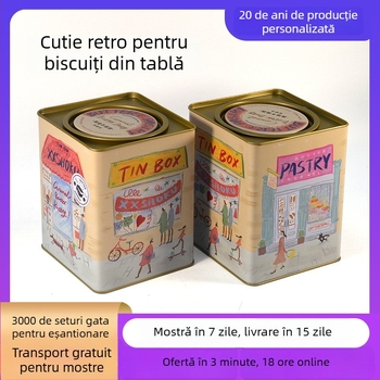 Recipient rotund din tablă pentru ambalarea alimentelor, bomboane și nuci