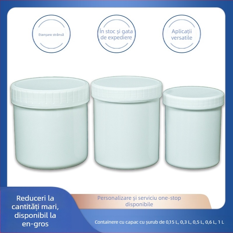 Recipient plastic spiral cu capac, etichetă circulară de sigilare, recipient alimentar îngroșat și recipient pentru cerneală
