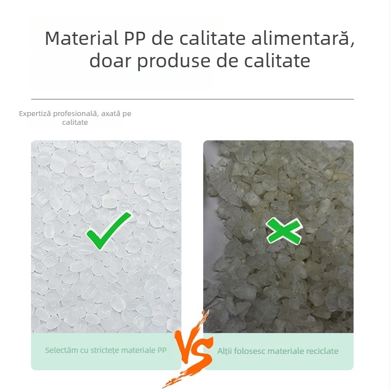Recipient transparent, capac mare, etanș, pentru depozitarea fructelor și legumelor, compatibil cu microundele și rezistent la temperaturi înalte