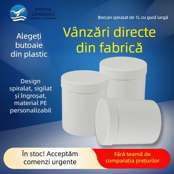 Borcan spiral cu capac interior, din HDPE, cu gură largă, pentru depozitare etanșă