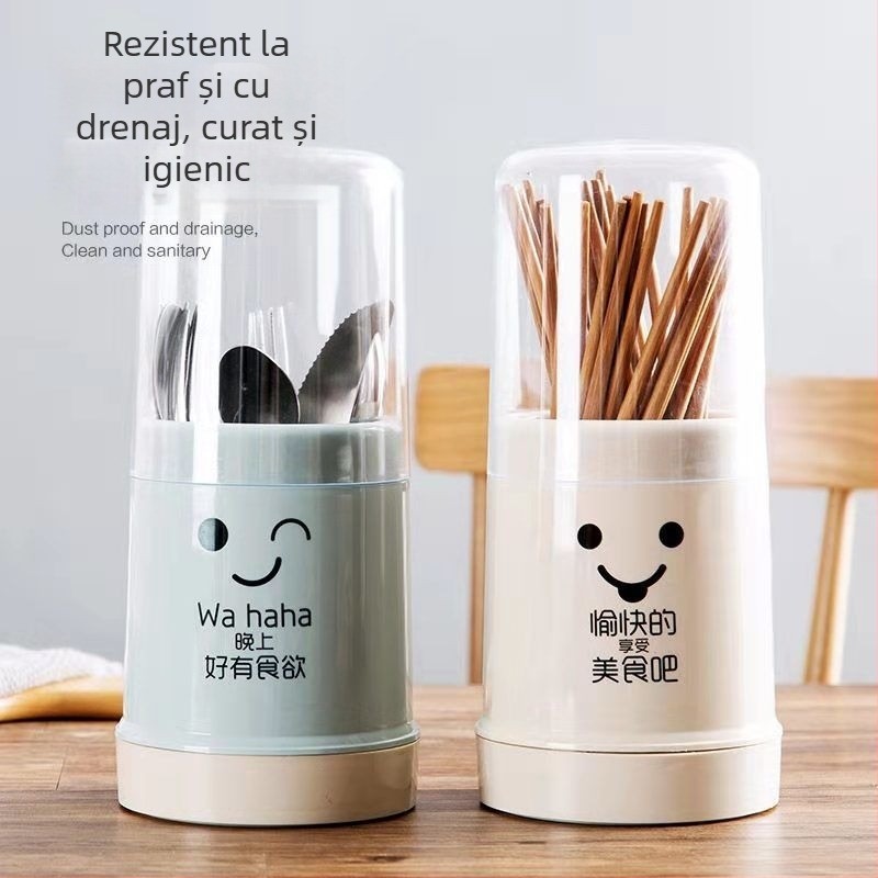 Suport pentru bețișoare cu capac, din plastic transparent, pentru uz casnic și restaurant, drenaj și anti mucegai