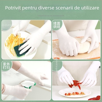 Mănuși din nitril, de unică folosință, 15 inch, pentru vase, de calitate alimentară, extinse, groase, impermeabile și durabile