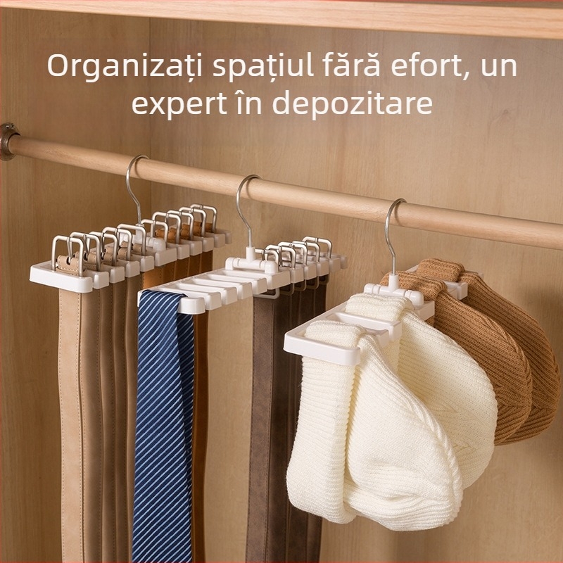 Suport mare pentru curele și organizator cu 10 găuri, suport pentru cravate și depozitare pentru eșarfe