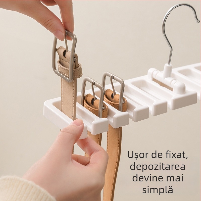 Suport mare pentru curele și organizator cu 10 găuri, suport pentru cravate și depozitare pentru eșarfe