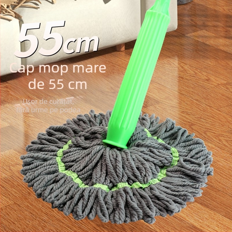 Mop cu stoarcere automată pentru uz casnic — fibre de bambus și microfibră, curățare uscată și umedă, mop absorbant pentru podea