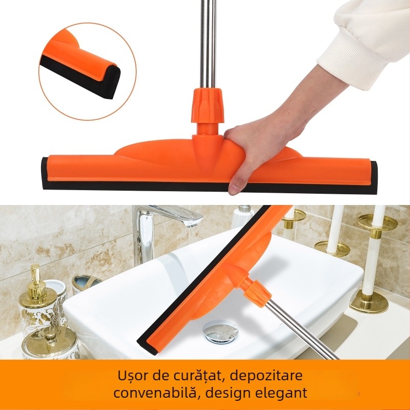 Răzuitor mare pentru podea cu tijă din oțel inoxidabil, 45–55 cm, pentru băi, podele, hoteluri, uz casnic și comercial