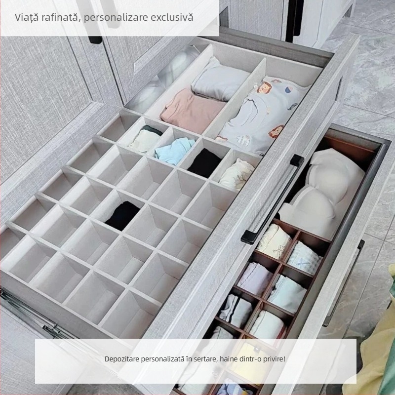Organizator de sertar din catifea cu compartimente personalizabile — capacitate mare, garderobă 3 în 1 pentru lenjerie și șosete