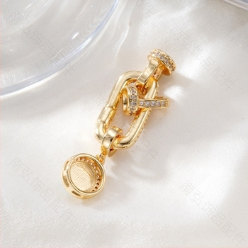 Cuplă de conectare din cupru placat cu 18K aur, zirconiu și acvamarin, pentru brățară și colier cu perle – accesorii bijuterii DIY