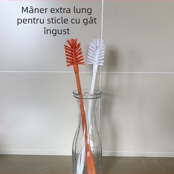 Perie pentru sticle și căni, mâner lung, peri tari, pentru sticle din sticlă și termosuri