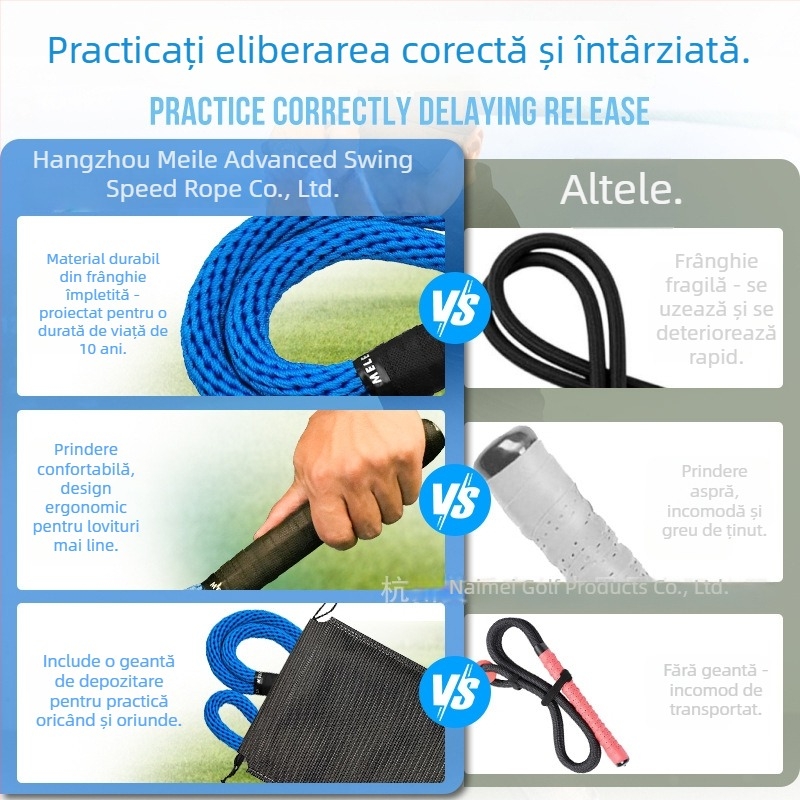 Sfoară avansată pentru swing golf – antrenament de viteză, dispozitiv de antrenament pentru interior/exterior, personalizabil