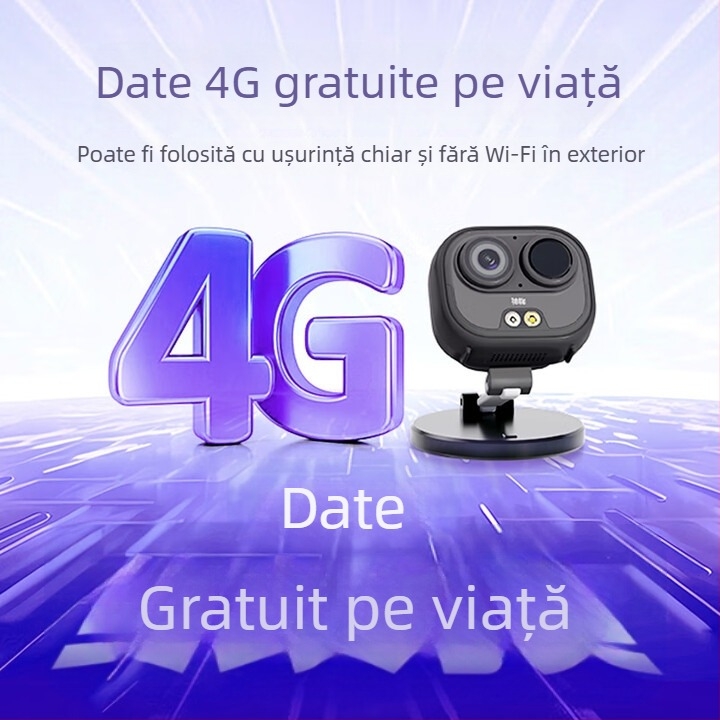 God's Eyes Cameră 4G pentru monitorizare fără consum de date, compactă, cu stabilizare, înregistrare 1080p, cameră de buzunar portabil