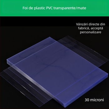 Film PVC pentru legătorie, foi A4 din plastic, 30 µm material transparent satinat, cu înaltă transparență