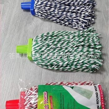Capă rotundă de înlocuire pentru mop, cu fir de bumbac, sârmă din plastic și cap cu șnur italian