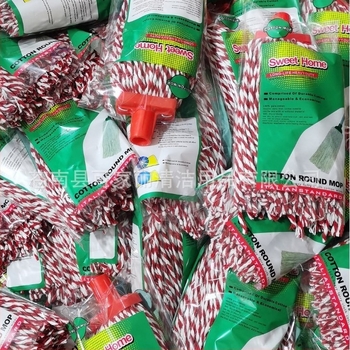 Capă rotundă de înlocuire pentru mop, cu fir de bumbac, sârmă din plastic și cap cu șnur italian
