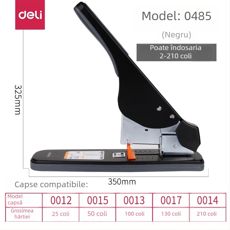 Deli 0485 Capsator de birou, rezistent, capacitate până la 210 coli