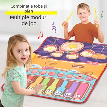 Covor de dans multifuncțional pentru copii, cu tobă Jazz și pian, jucărie educativă interactivă cu pedale