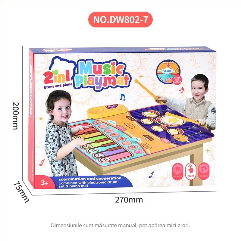 Covor de dans multifuncțional pentru copii, cu tobă Jazz și pian, jucărie educativă interactivă cu pedale
