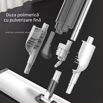 Mop plat din aluminiu, cu pulverizator de apă, pentru suprafețe mari