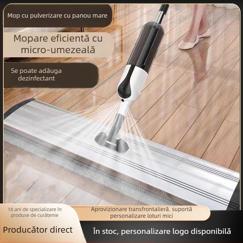 Mop plat din aluminiu, cu pulverizator de apă, pentru suprafețe mari