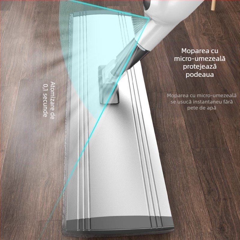 Mop plat din aluminiu, cu pulverizator de apă, pentru suprafețe mari