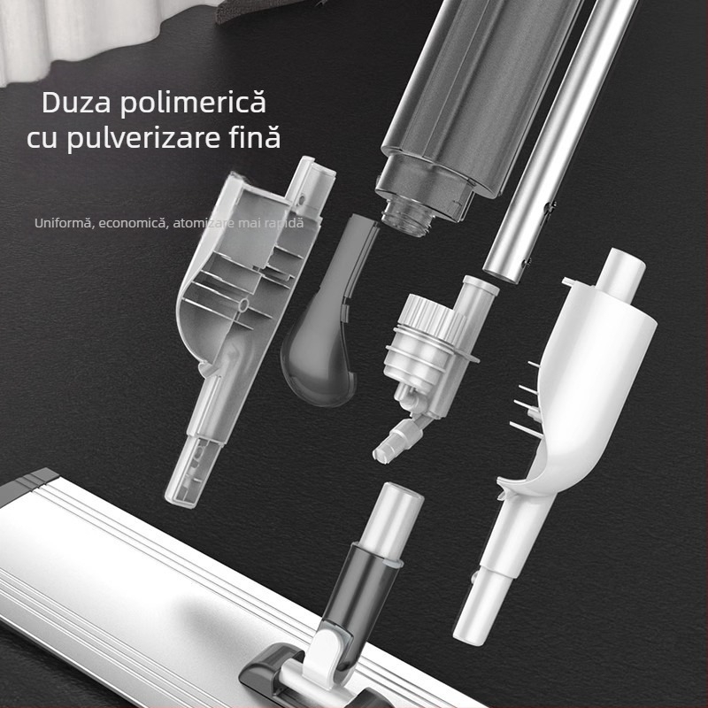 Mop plat din aluminiu, cu pulverizator de apă, pentru suprafețe mari