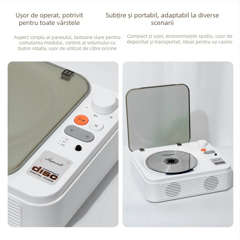 Bayin Box CD player cu Bluetooth bidirecțional, player audio USB de birou multifuncțional, cu personalizare