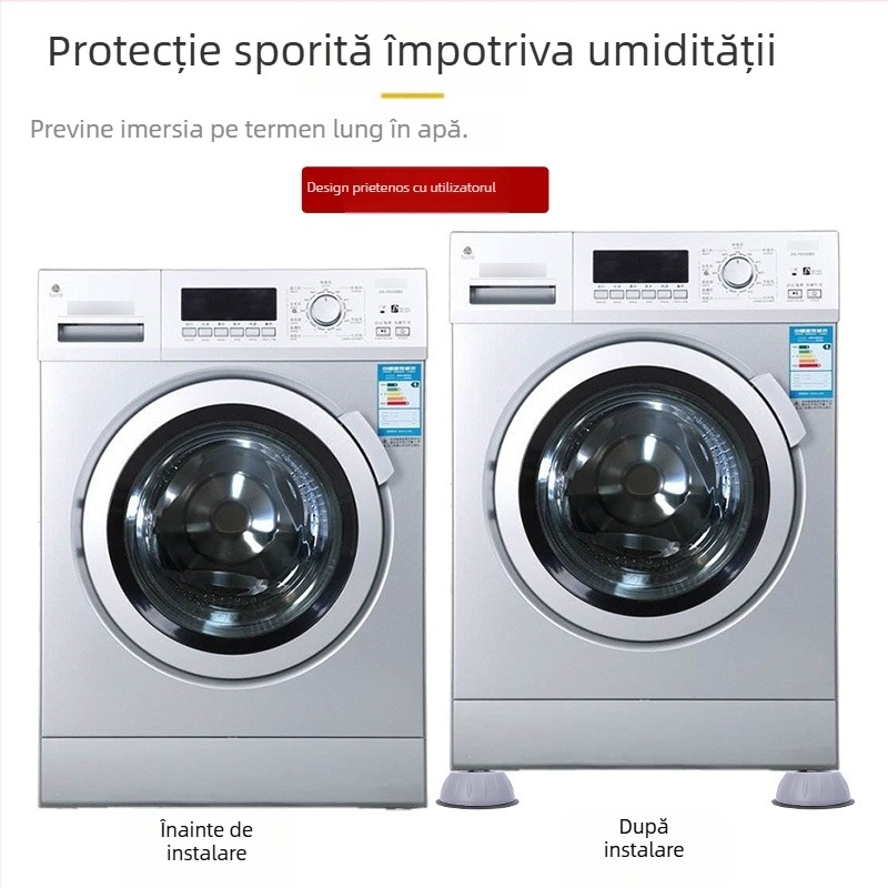 Perne anti vibrații pentru mașina de spălat, antiderapant; înălțime 8 cm; bază tambur frigider, picior 10 cm, anti-derapare