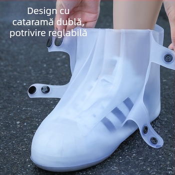 Huse pentru pantofi de ploaie din PVC pentru adulți – impermeabile, îngroșate, antiderapante, rezistente la uzură, reutilizabile pentru exterior.