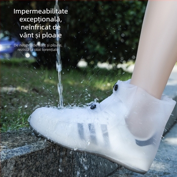 Huse pentru pantofi de ploaie din PVC pentru adulți – impermeabile, îngroșate, antiderapante, rezistente la uzură, reutilizabile pentru exterior.