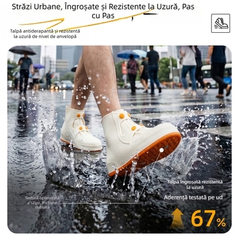 Huse pentru pantofi de ploaie din PVC pentru adulți – impermeabile, îngroșate, antiderapante, rezistente la uzură, reutilizabile pentru exterior.