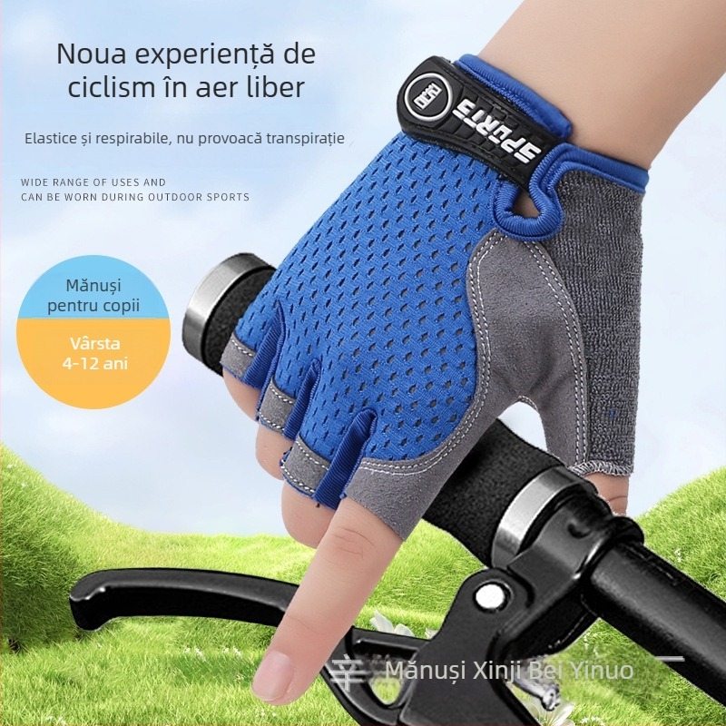 Mănuși de sport cu degete pe jumătate – unisex, antiderapante, respirabile, rezistente la uzură, pentru ciclism și patinaj pe role