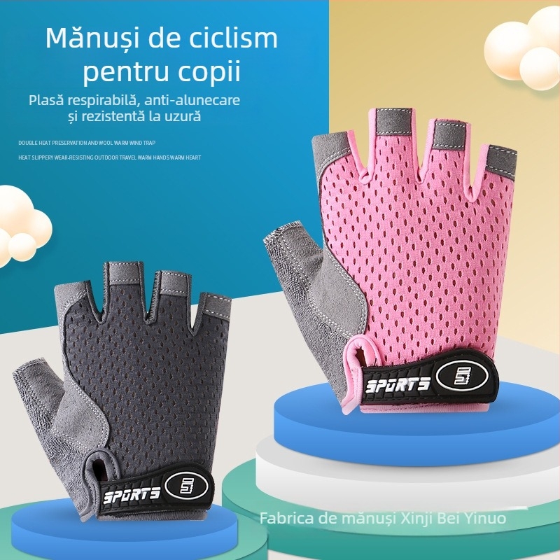 Mănuși de sport cu degete pe jumătate – unisex, antiderapante, respirabile, rezistente la uzură, pentru ciclism și patinaj pe role